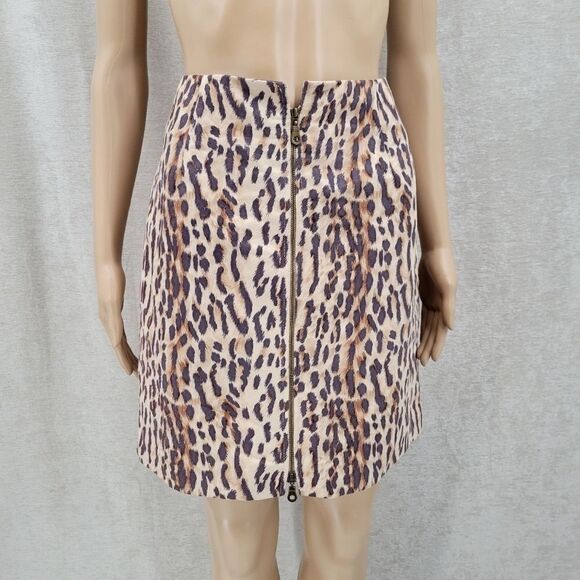 Sharon Endick Kate Vintage Faux Suede Double Zipper Leopard Print Midi Skirt - Picture 2 of 11